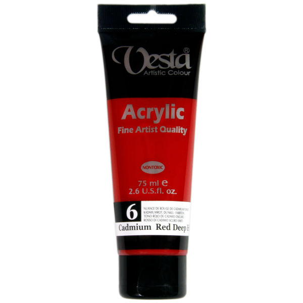 رنگ اکریلیک وستا 75 میل کد 6 cadmium red deep