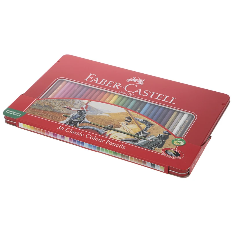 مداد رنگی 36 رنگ جعبه فلزی فابر کاستل مدل Classic