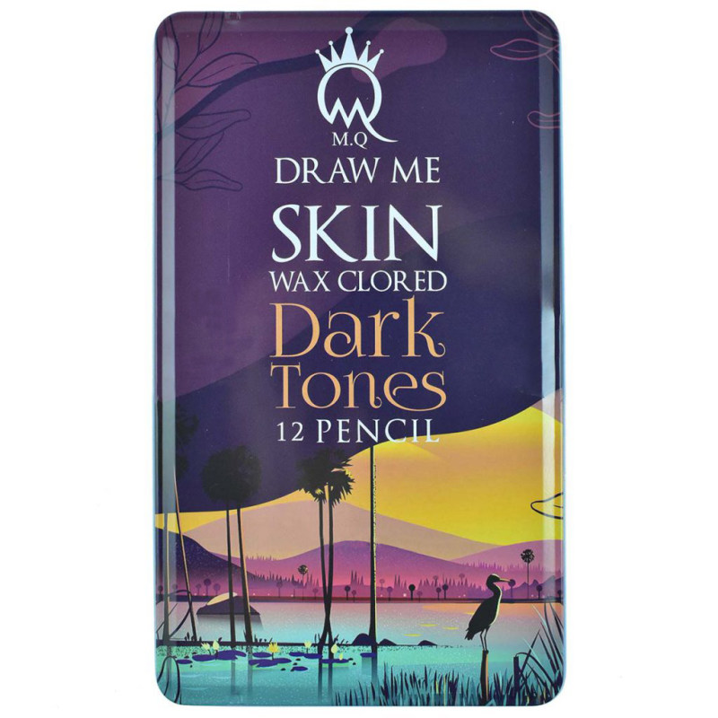 مداد رنگي ۱2 رنگ جعبه فلزی ام کیو مدل Dark SKIN