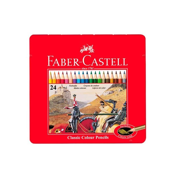 مداد رنگی 24 رنگ جعبه فلزی فابر کاستل Classic