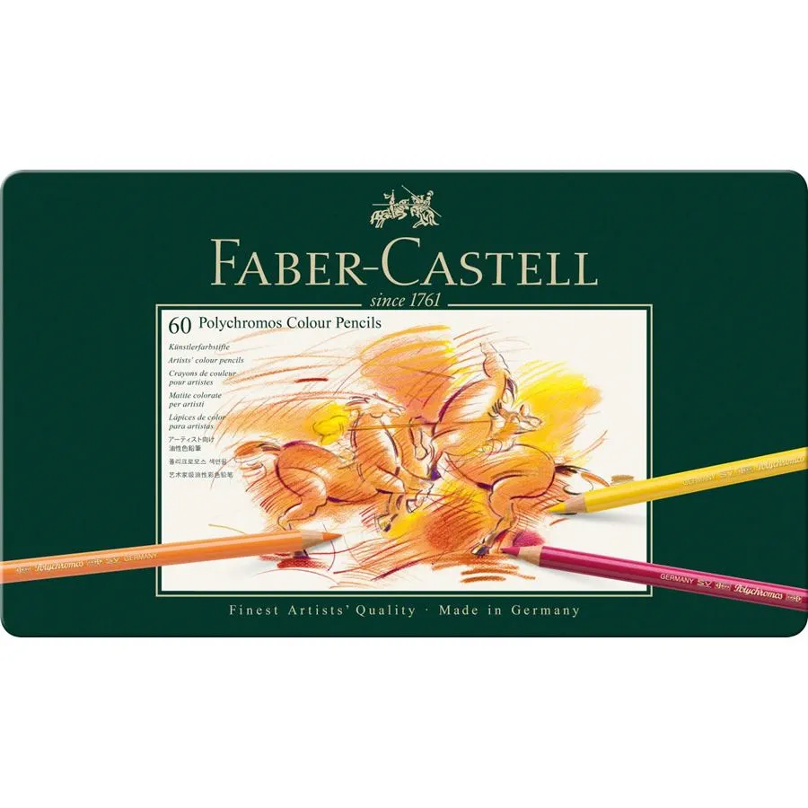 مداد رنگی پلی کروم فابر کاستل Polychromos 60 رنگ جعبه فلزی