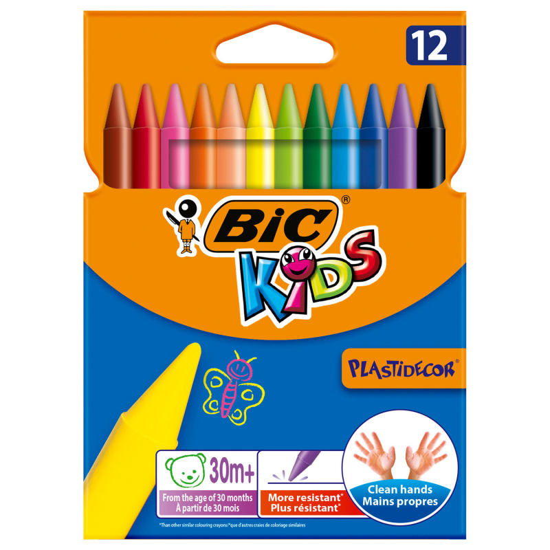پاستل 12 رنگ بیک مدل plastidecor