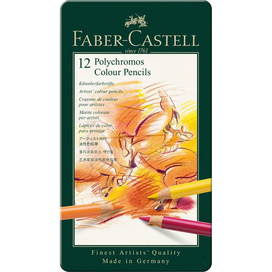 مداد رنگی پلی کروم فابر کاستل Polychromos 12 رنگ جعبه فلزی